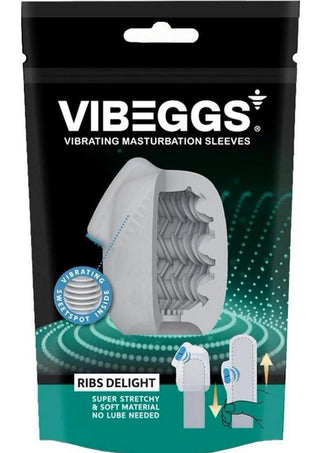 Vibeggs Ribs Delight Unisex Masturbation Egg - Blue/White