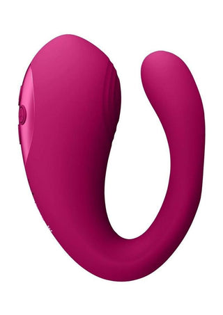 Vive Yoko Rechargeable Silicone Tripe Motor Dual Prongs with Clitoral Pulse Wave Vibrator