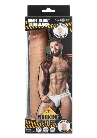 Working Stiff Shaft Slide Lumberjack Rechargeable Vibrating Dildo - Vanilla
