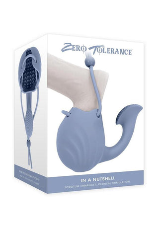 Zero Tolerance In A Nutshell Rechargeable Silicone Vibrating Ball Cup with Perineum Massager - Blue