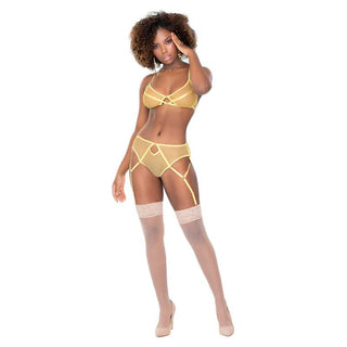 Mapale Vibrant Two Piece With Removable Garter Straps Amalfi Yellow Sm