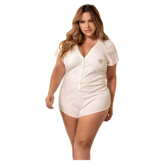 Mapale Short-Sleeved Ribbed Sleep Romper