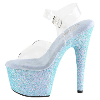 Pleaser Shoes Adore 708LG Platform Ankle Strap Sandal with Holo Glitter Bottom