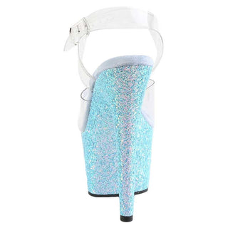 Pleaser Shoes Adore 708LG Platform Ankle Strap Sandal with Holo Glitter Bottom