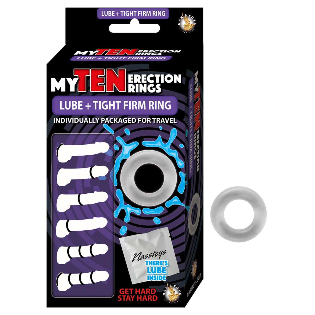 My Ten Erection Rings Lube + Tight Firm Ring-Clear