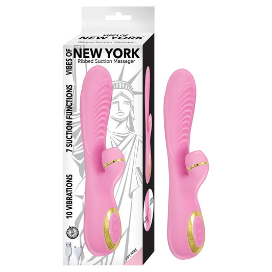Vibes Of New York Ribbed Suction Massager-Pink