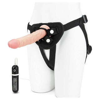 Lux Fetish 6.5 Realistic Vibrating Dildo Strap On Harness Set