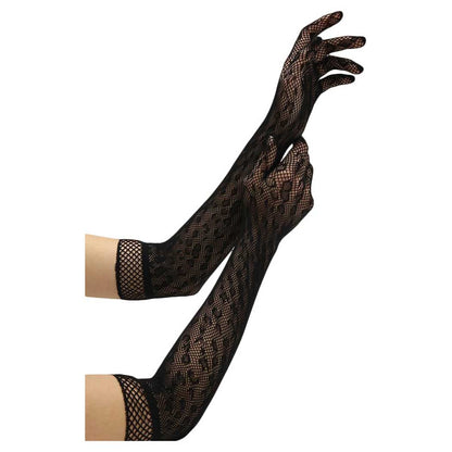 Baci Gloves Leopard Lace Opera Glove Black