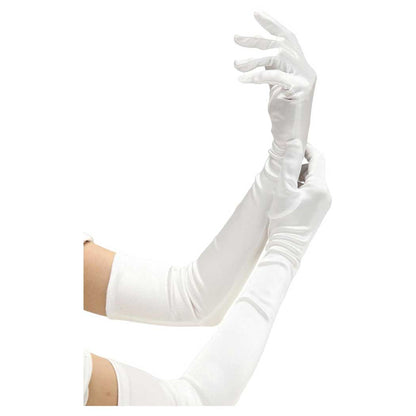 Baci Gloves Satin Opera Glove White