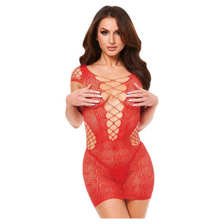 Baci Corset Front Lace Mini Dress Red O