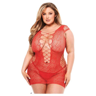 Baci Corset Front Lace Mini Dress Red Q