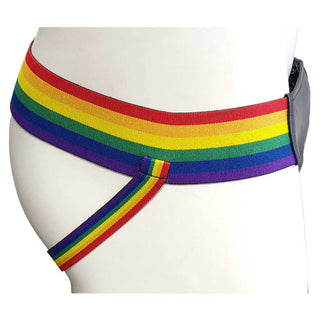 Rouge Leather Jock Strap With Multicoloured Pride Stripe