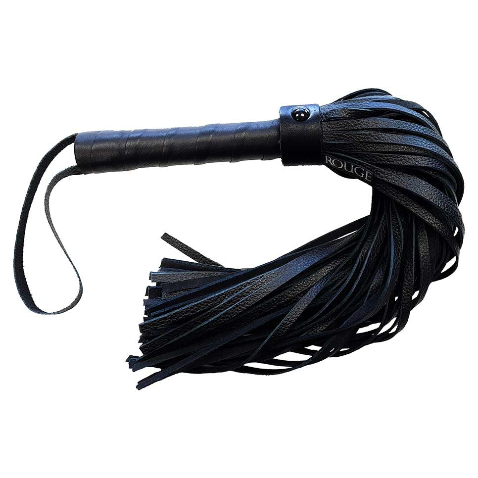 Rouge Leather Flogger With Leather Handle Black On Black