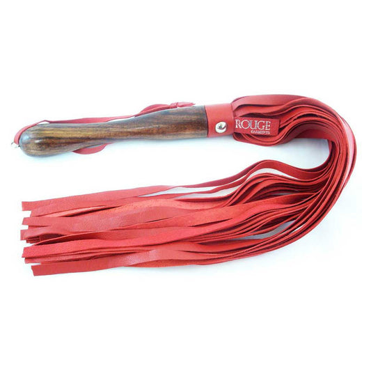 Rouge Wooden Handle Leather Flogger Red