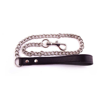 Rouge Genuine Leather Lead With Chain Black
