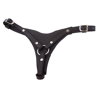 Rouge Leather Female Dildo Harness Black