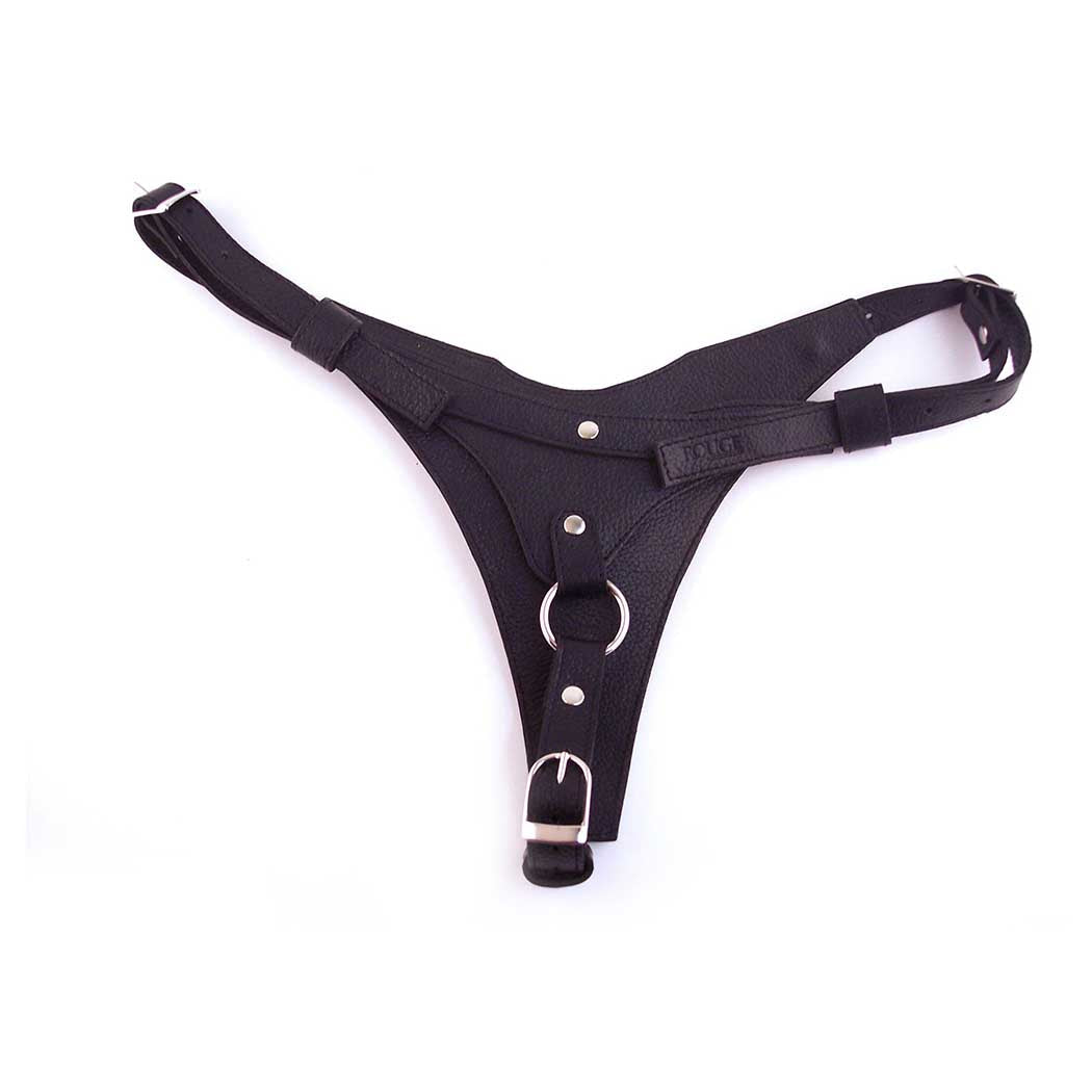 Rouge Leather Female Dildo Harness Black