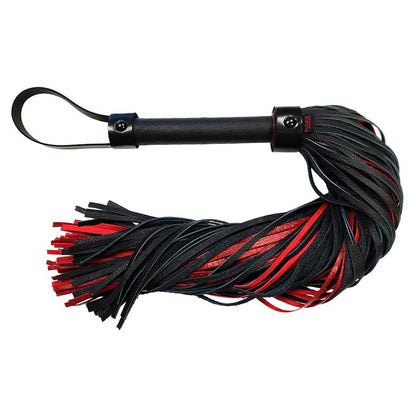 Rouge Leather Flogger With Leather Handle Blackred