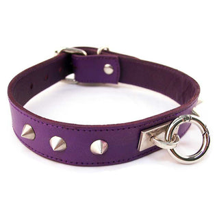 Rouge Leather O Ring Studded Collar Purple