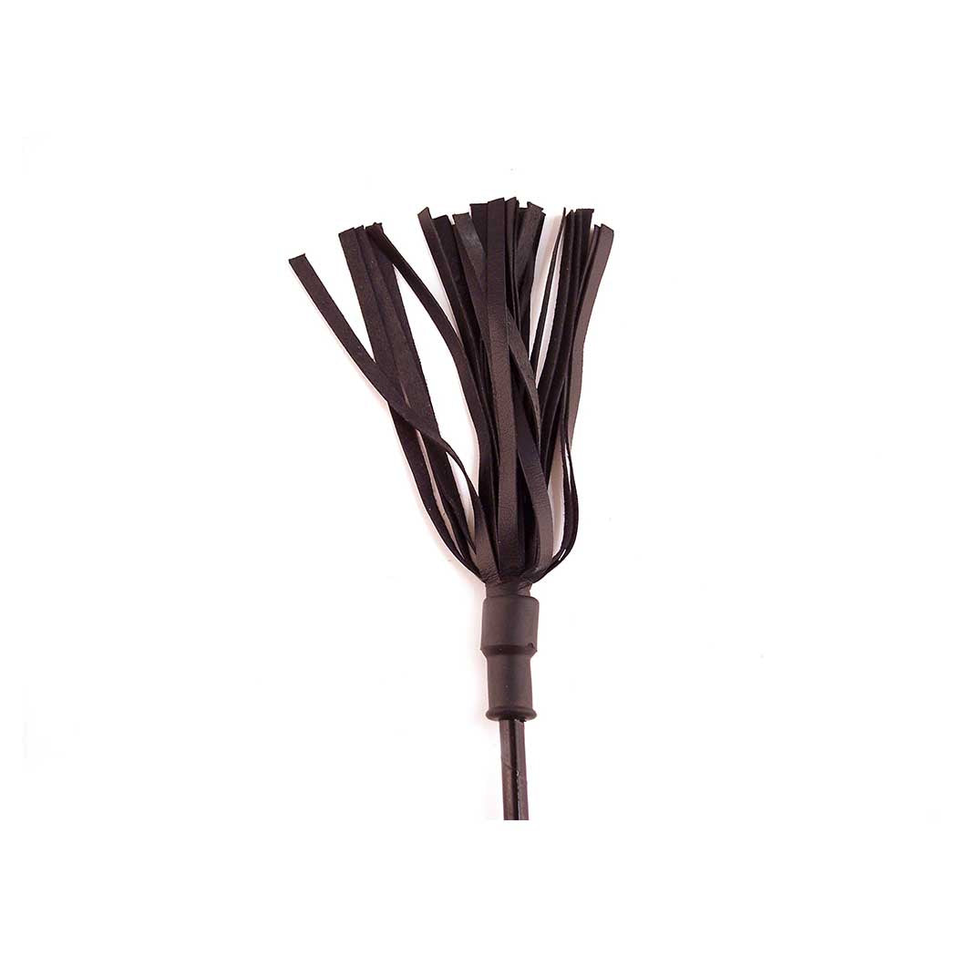Rouge Leather Riding Crop With Rounded Wooden Handle Black