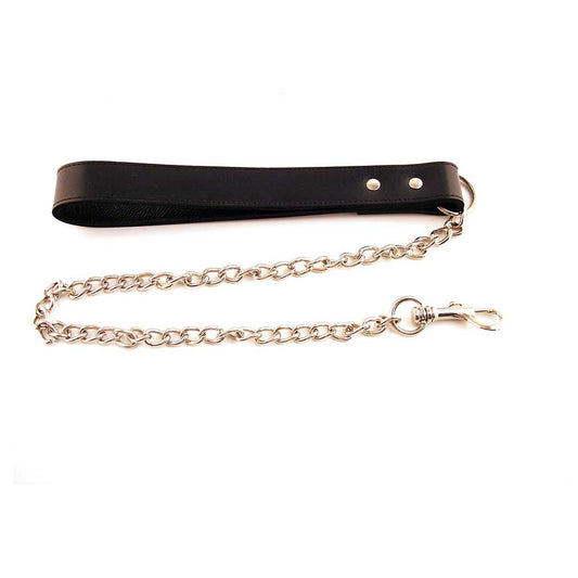 Rouge Leather Dog Lead With Chain Bdsm Black