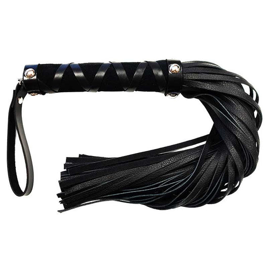 Rouge Short Leather Flogger With Studs Black
