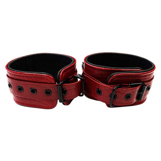 Rouge Leather Burgundy Anaconda Ankle Cuffs