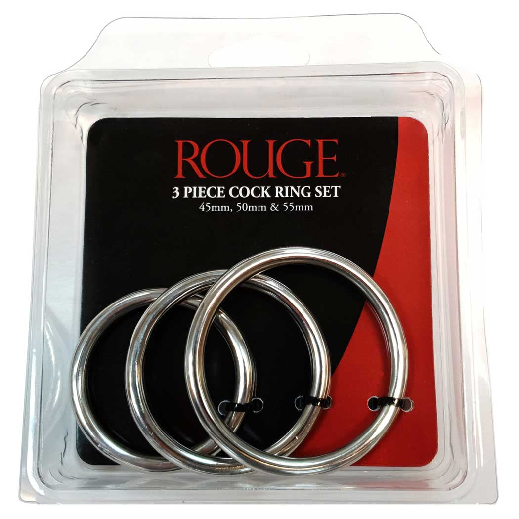 Rouge 3 Piece Stainless Steel Cock Ring Set Silver