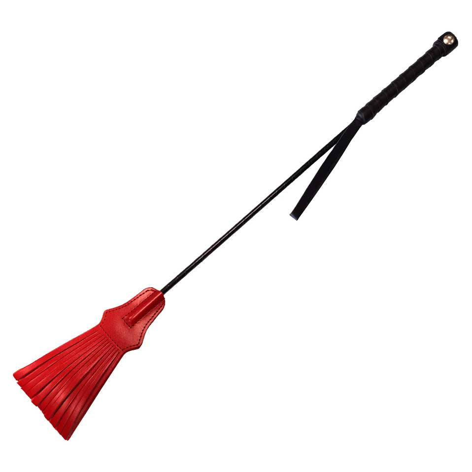 Rouge Leather Tasselled Riding Crop Bdsm Red