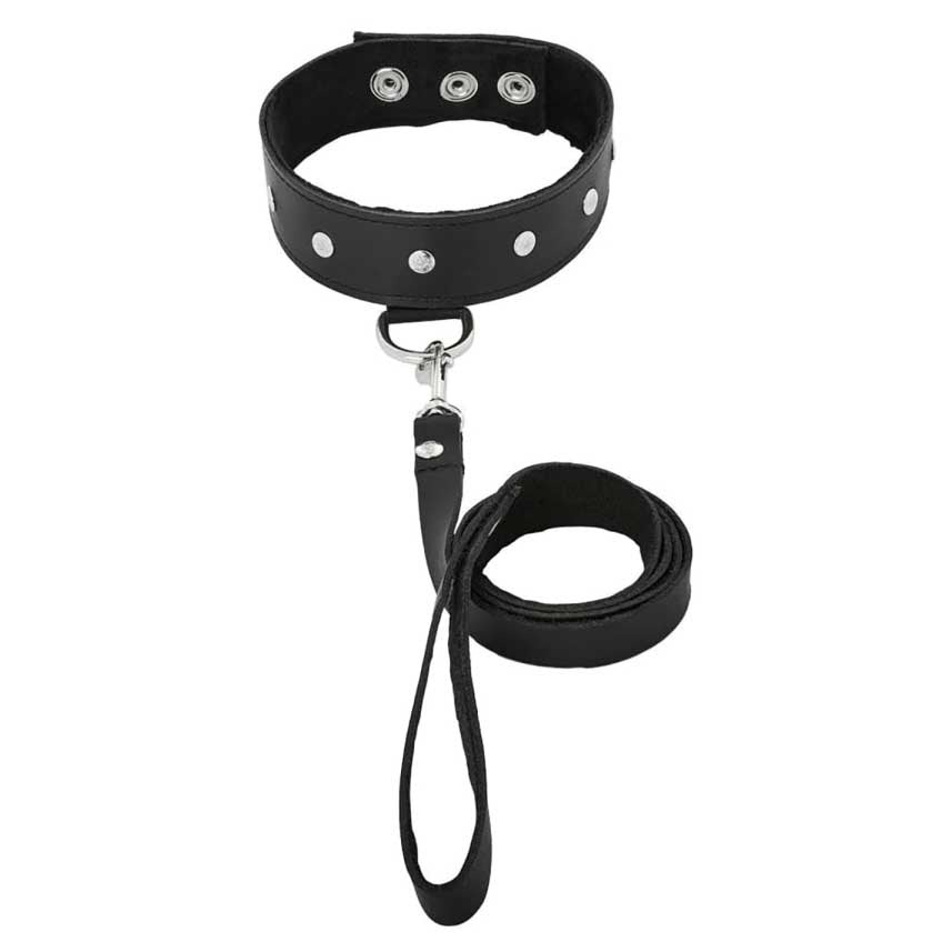 Sportsheets Leather Leash And Collar Set