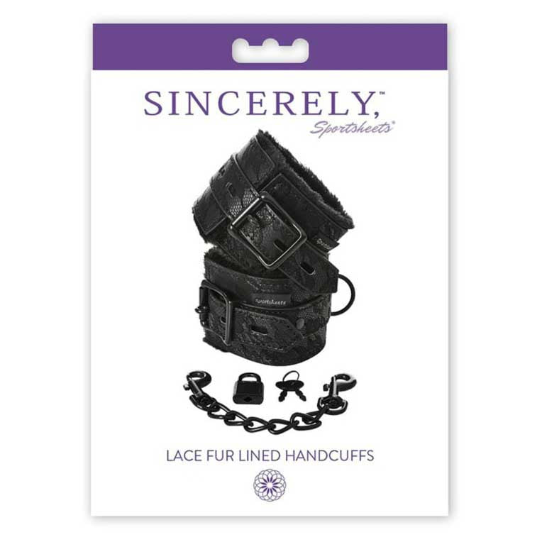 Sincerely By Sportsheets Lace Fur Lined Hand Cuffs