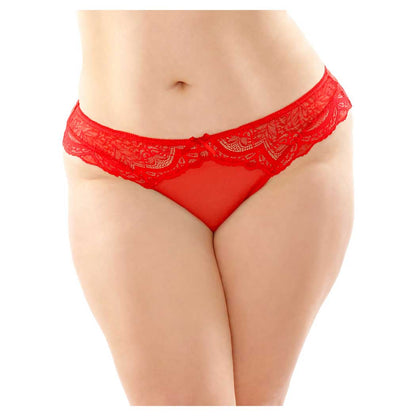 Fantasy Bottoms Up Cassia Crotchless Lace Mesh Panty Red Q