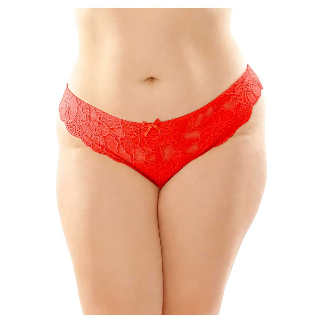 Fantasy Bottoms Up Poppy Crotchless Panty Red Q