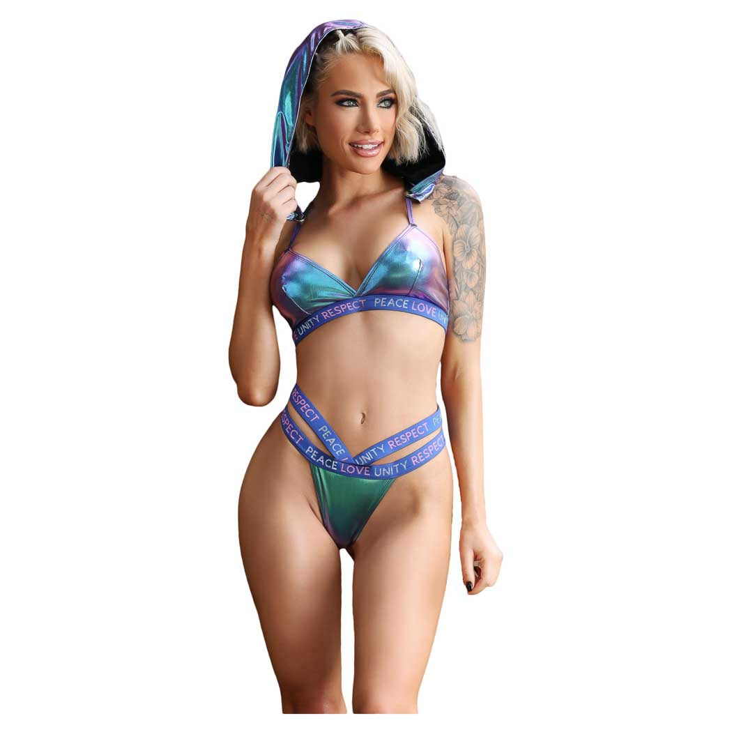 Fantasy Vibes Plur Bralette With Removable Hood And Panty S
