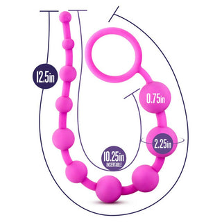 Luxe 12.5 10 Silicone Anal Beads Pink