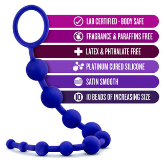 Luxe 12.5 10 Silicone Anal Beads Indigo