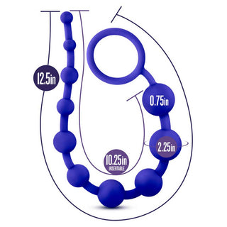 Luxe 12.5 10 Silicone Anal Beads Indigo