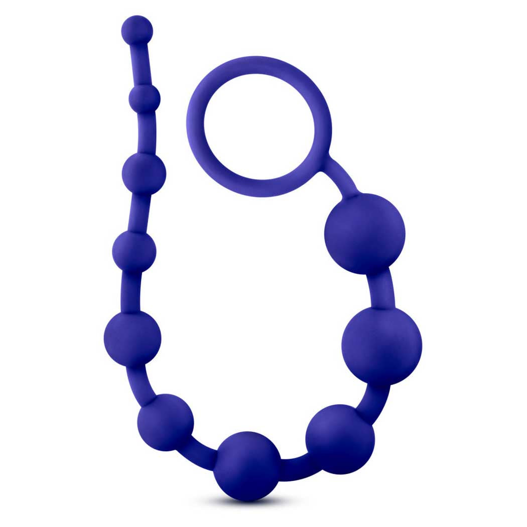 Luxe 12.5 10 Silicone Anal Beads Indigo