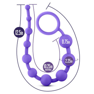 Luxe 12.5 10 Silicone Anal Beads Purple