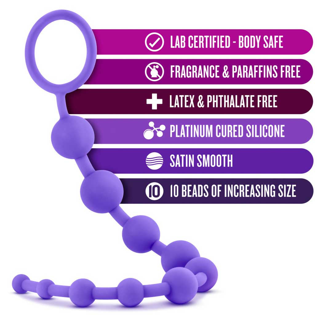 Luxe 12.5 10 Silicone Anal Beads Purple