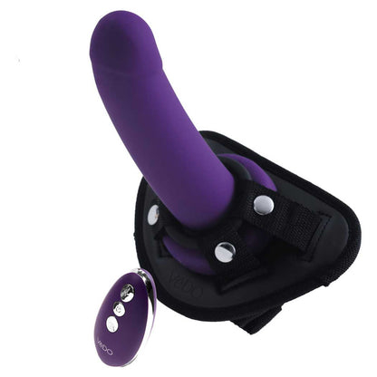 Vedo Strapped Rechargeable Vibrating Strap On Purple