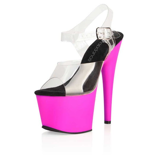 Lapdance Shoes 7 Inch Clear And Pink Uv Sandal With Strap