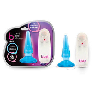 B Yours Basic Pleaser Remote Control 4.25 Vibrating Anal Plug Blue