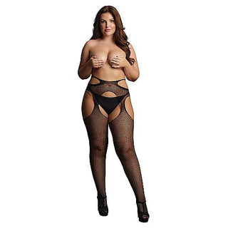 Le Desir Suspender Pantyhose With Strappy Waist Black Queen Size