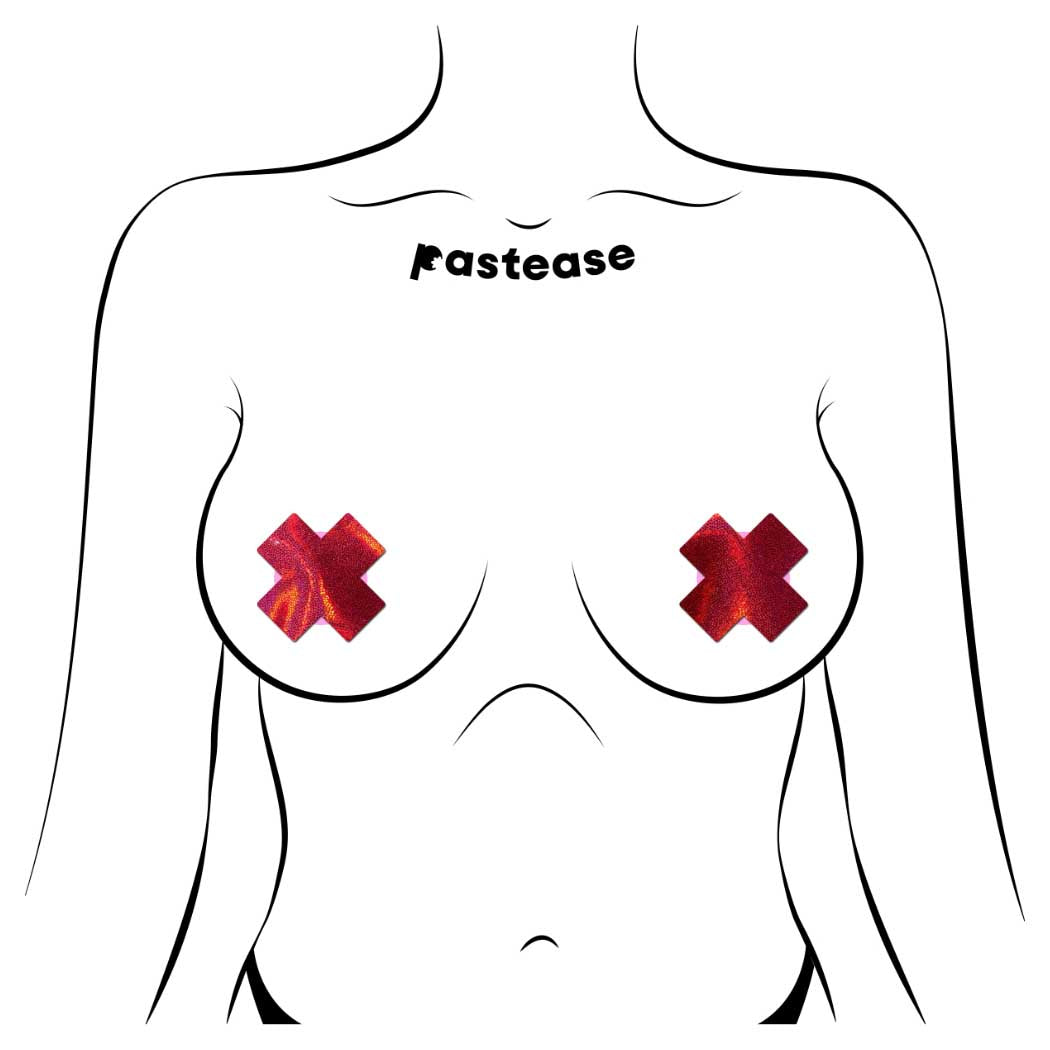 Pastease Petite Plus X Liquid Red Cross Nipple Pasties