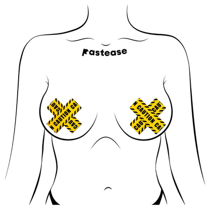 Pastease Plus X Crossed Caution Tape Nipple Pasties
