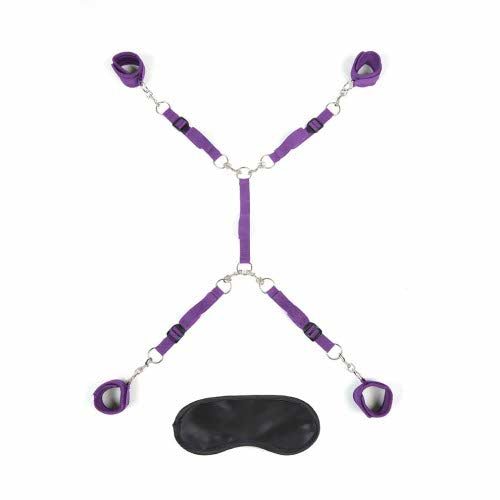 everything included with the lux fetish bed spreader kit (7 piece set) purple 7 elf1328-pur