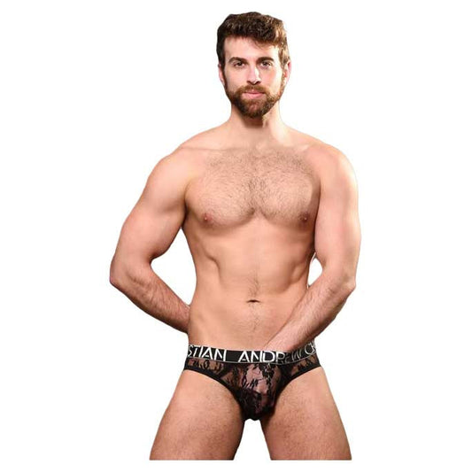 Andrew Christian Unleashed Stretch Lace Brief With Almost Naked Black Small