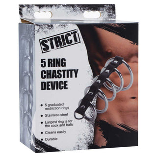 Strict 5 Ring Chastity Device