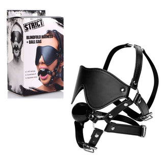 Strict Blindfold Harness And Ball Gag